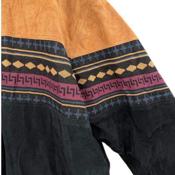 Casual Outfitters Unisex Vintage 90s Suede Leather Southwestern Aztec Jacket - Picture 4 of 9